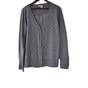 DKNY Women's  Small Gray  Cardigan Knit V-neck Knit‎ Button Up